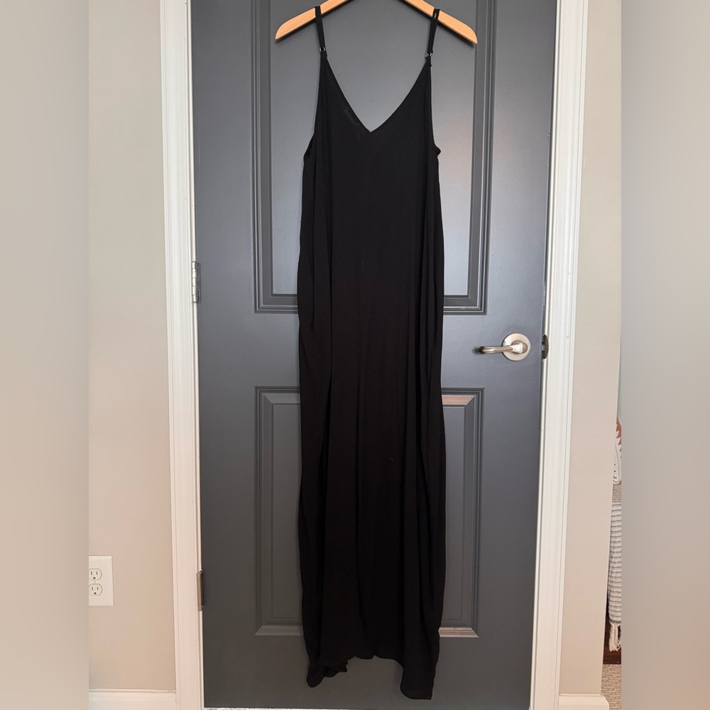 LoveStitch Black Gauze Kimono Maxi Dress NWT Spaghetti Strap Boho